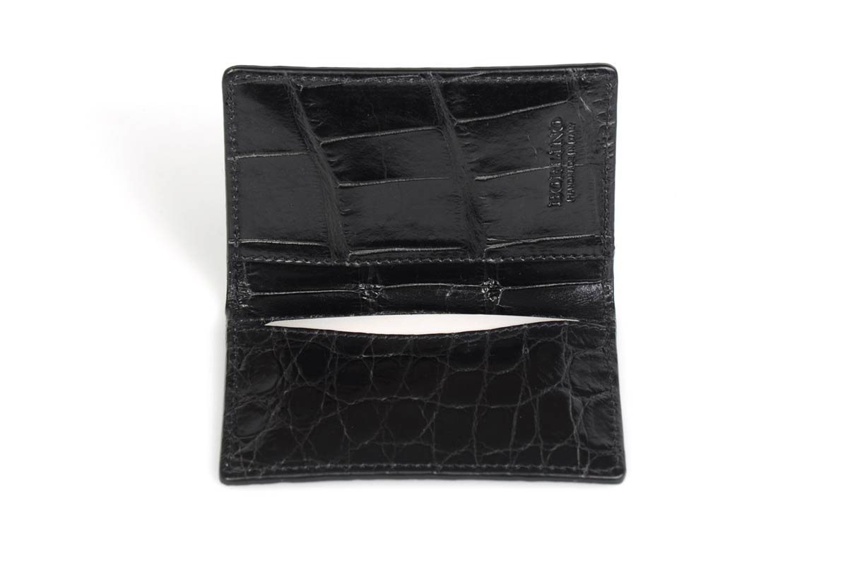 Leather Passport Case / Credit Card Case Wallet - Onyx Black - Borlino