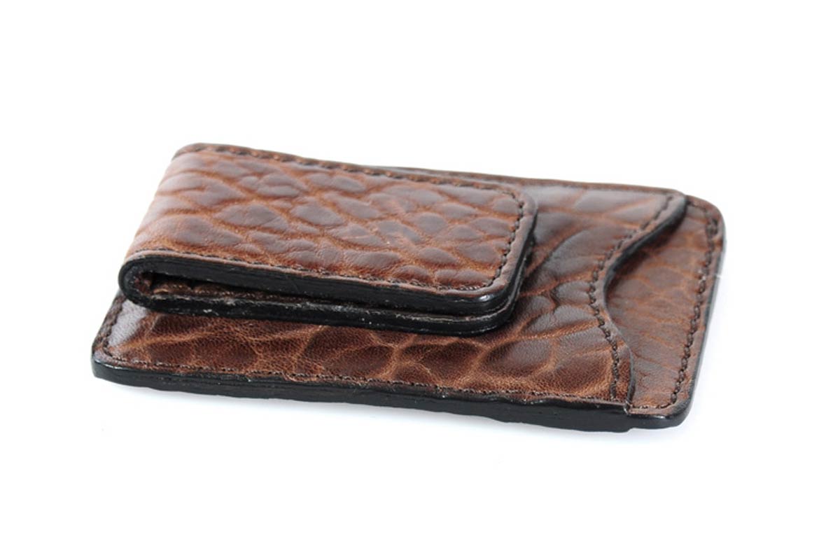 Leather Money Clip Wallet - Buffalo - Terra Tan - Borlino