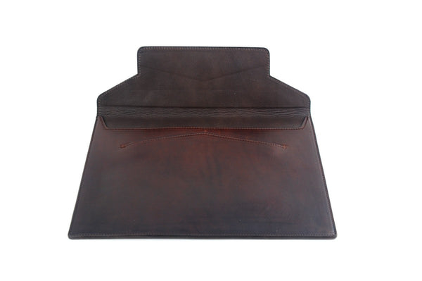 Leather Envelope Document Case - Walnut Brown - Borlino