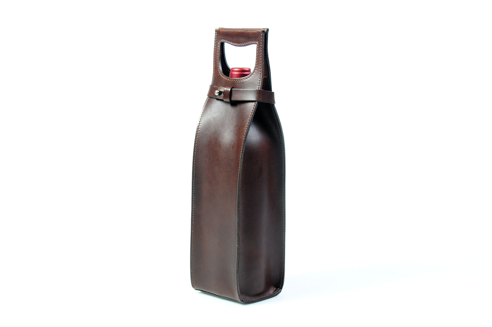Leather Whiskey or Wine Bottle Case - Walnut