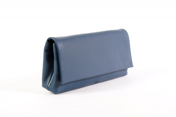 Handmade Italian Leather Clutch - Rimini - Capri Blue